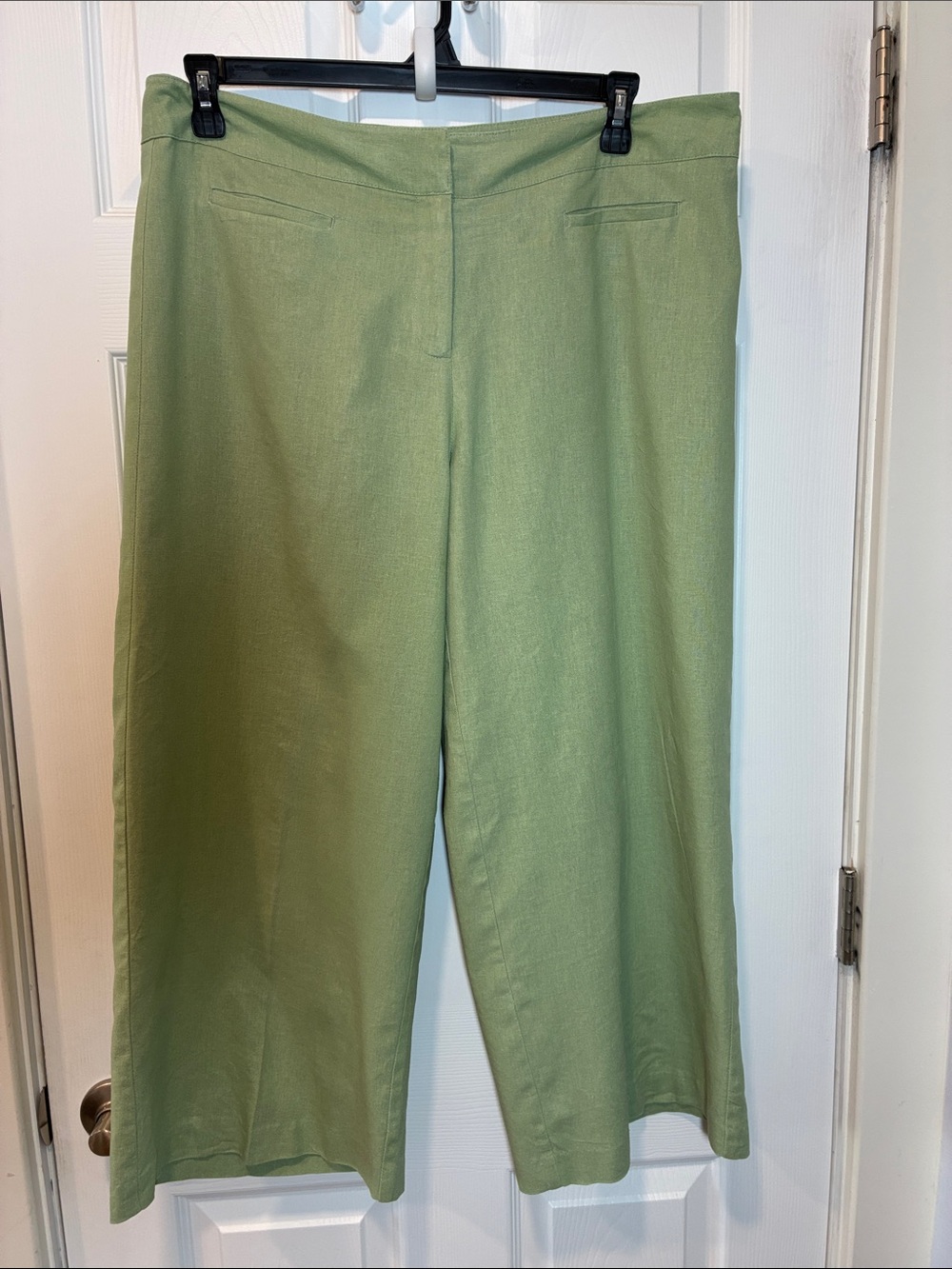 Linen Sage Green Wide-Leg Women’s Pants